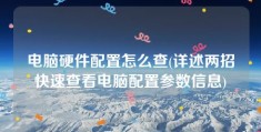 电脑硬件配置怎么查(详述两招快速查看电脑配置参数信息)