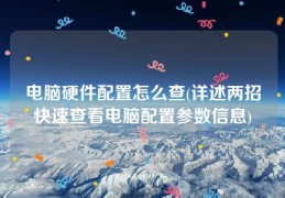 电脑硬件配置怎么查(详述两招快速查看电脑配置参数信息)